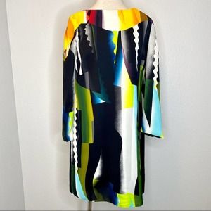 Kenzo Multicolor Abstract 3/4 Length Sleeve Shift Dress